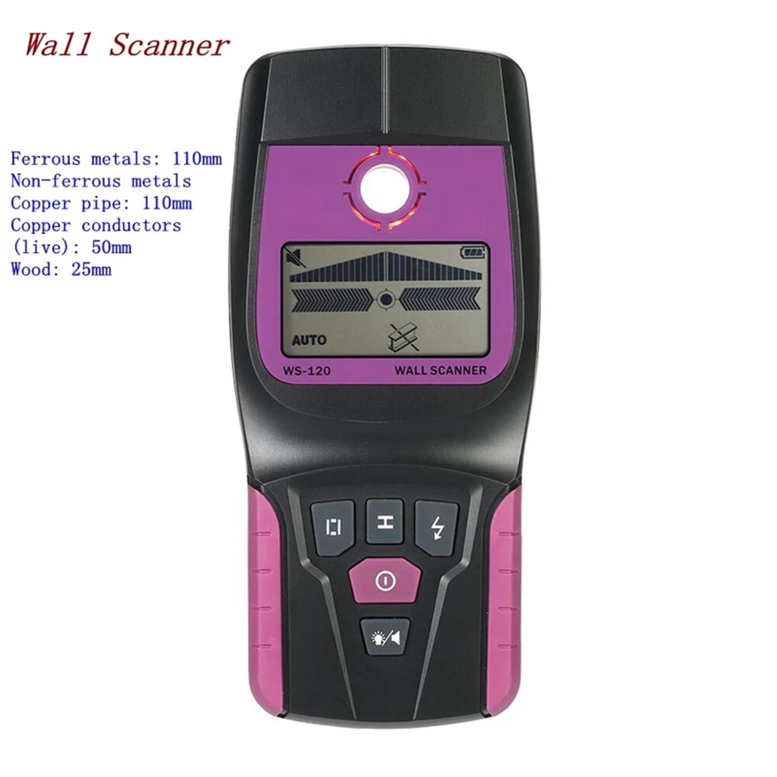 Scanner da Parete, Scanner portatile da parete, metallo ferroso, rame, legno, cavi CA, cavi sotto tensione, PVC, rilevatore di tubi 'acqua