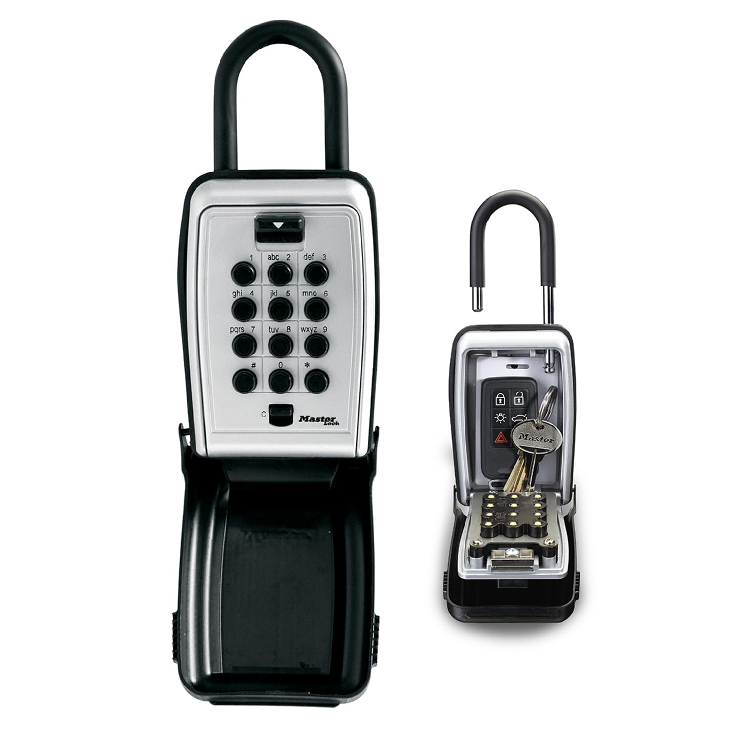 Master Lock Grey Portable Push Button Key Safe With Shackle, Medium 175 X 79 X 52 Mm, Outdoor, For Home Office Industries Vehicles
