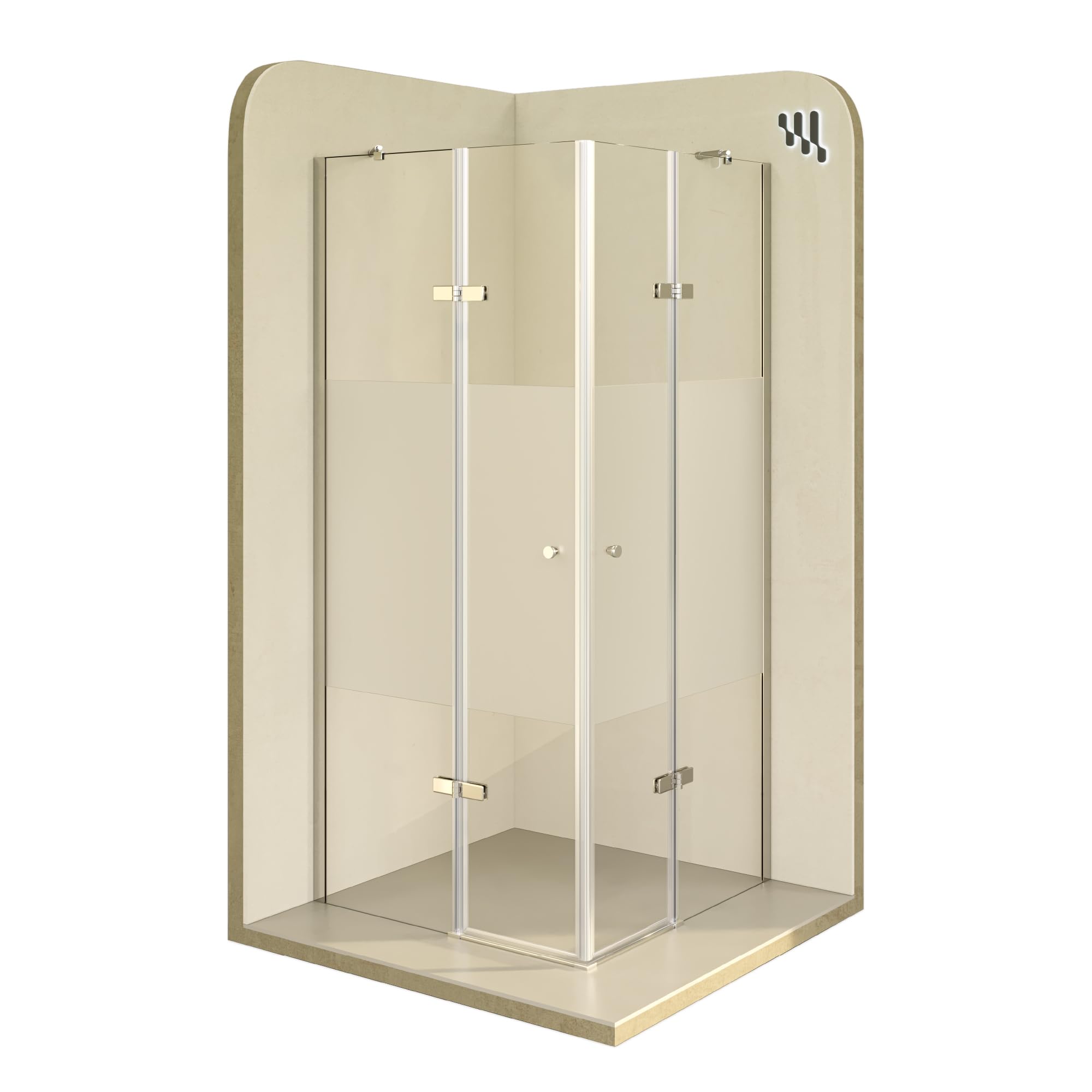 Mampara de Ducha Alice 75x95x180cm |NO REVERSIBLE| Puertas Abatibles, Ajuste 74,3-76,3x94,3-96,3cm|Perfiles cromados, Cristal Parcialmente Satinado 6mm