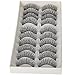 Dimart 10 Pairs Black Long Thick Soft Reusable False Eyelashes Fake Eye Lash for Makeup Cosmetic
