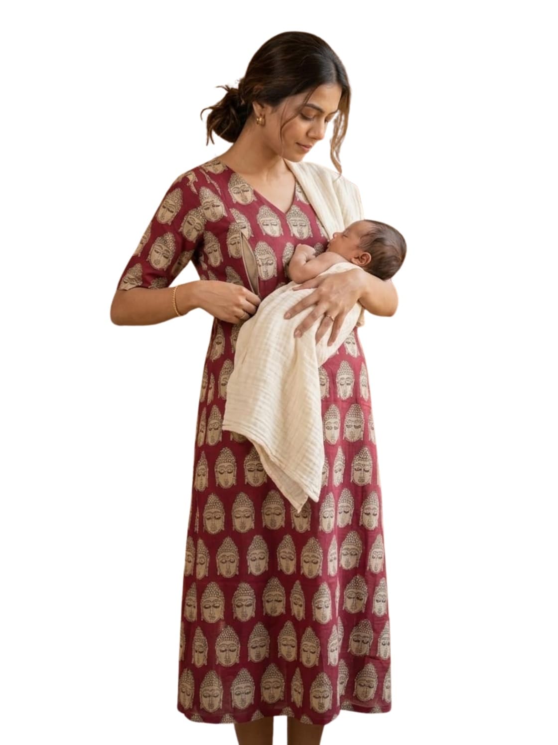 Pure Cotton Maternity Nursing Kurti, Printed, V-Neck, Regular Fit, Casual Ethnic Wear for Women-image-36