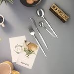 Silver Silverware Set, 24-Piece Stainless Steel Flatware Set Service For 6, Mirror Polished White Handle Tableware Cutlery Set Knife Fork And Spoon For Home & Restaurant, Dishwasher Safe