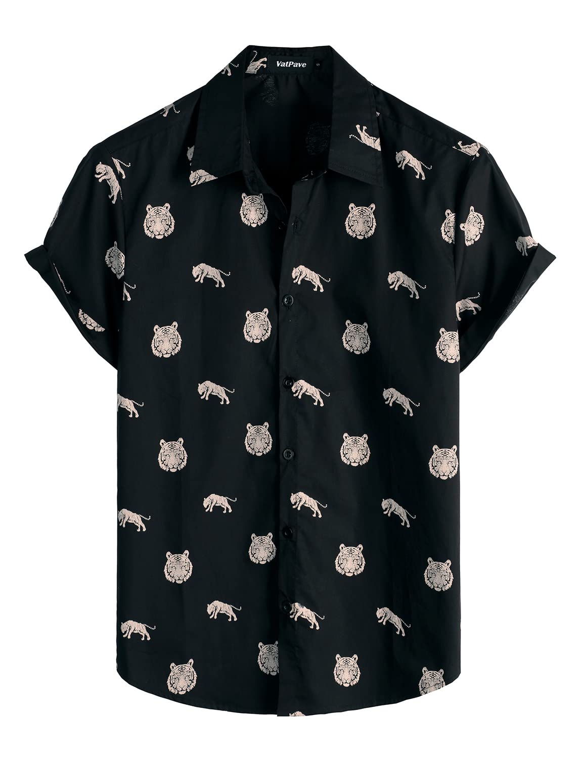 VATPAVEMens 100% Cotton Hawaiian Shirts Button Down Short Sleeve Beach Shirts Summer Casual Aloha Shirts