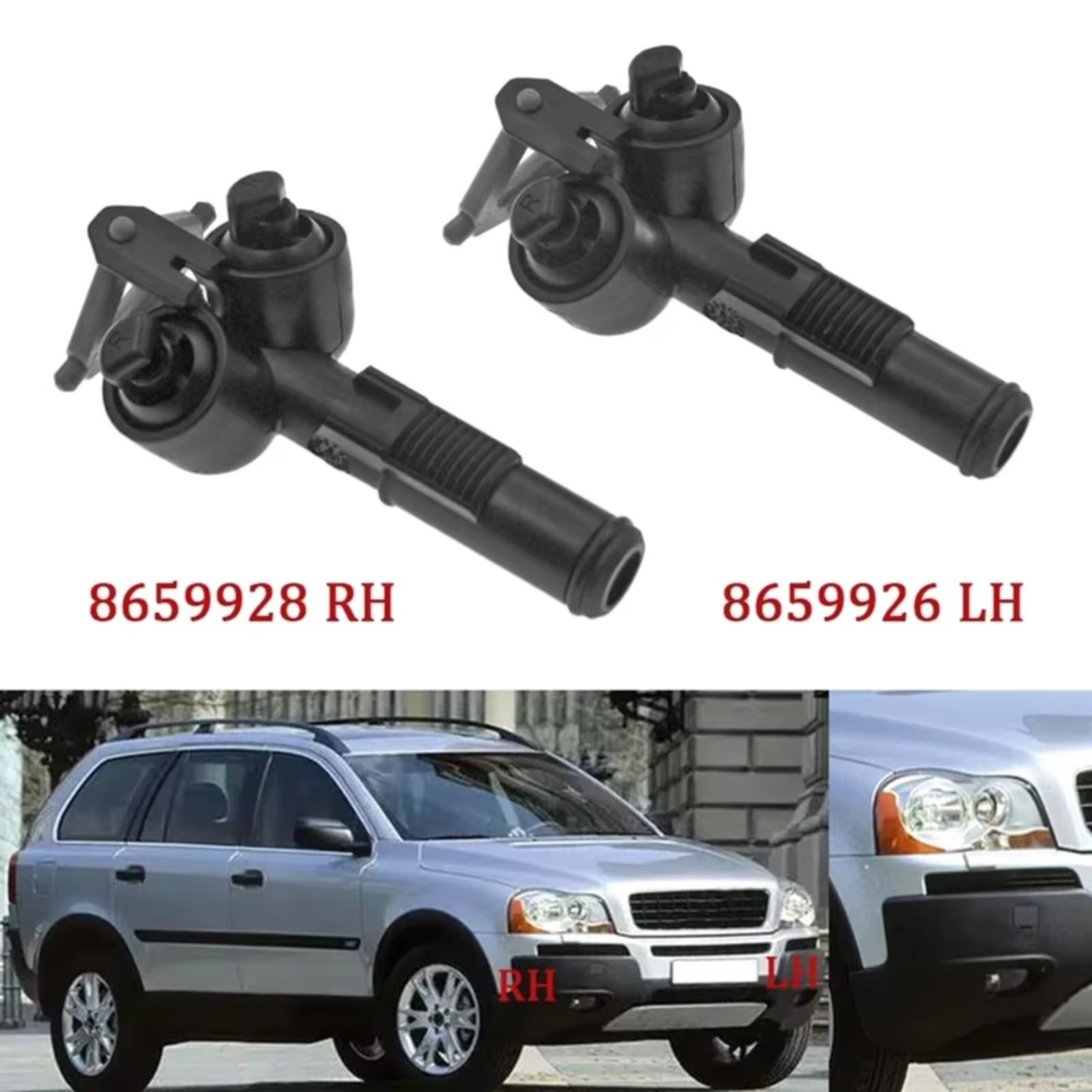 Pompa Spray per la Pulizia degli ugelli lavavetri del Faro Anteriore Destro e Sinistro, Compatibile con Volvo XC90 2003-2006, codice 8659926.