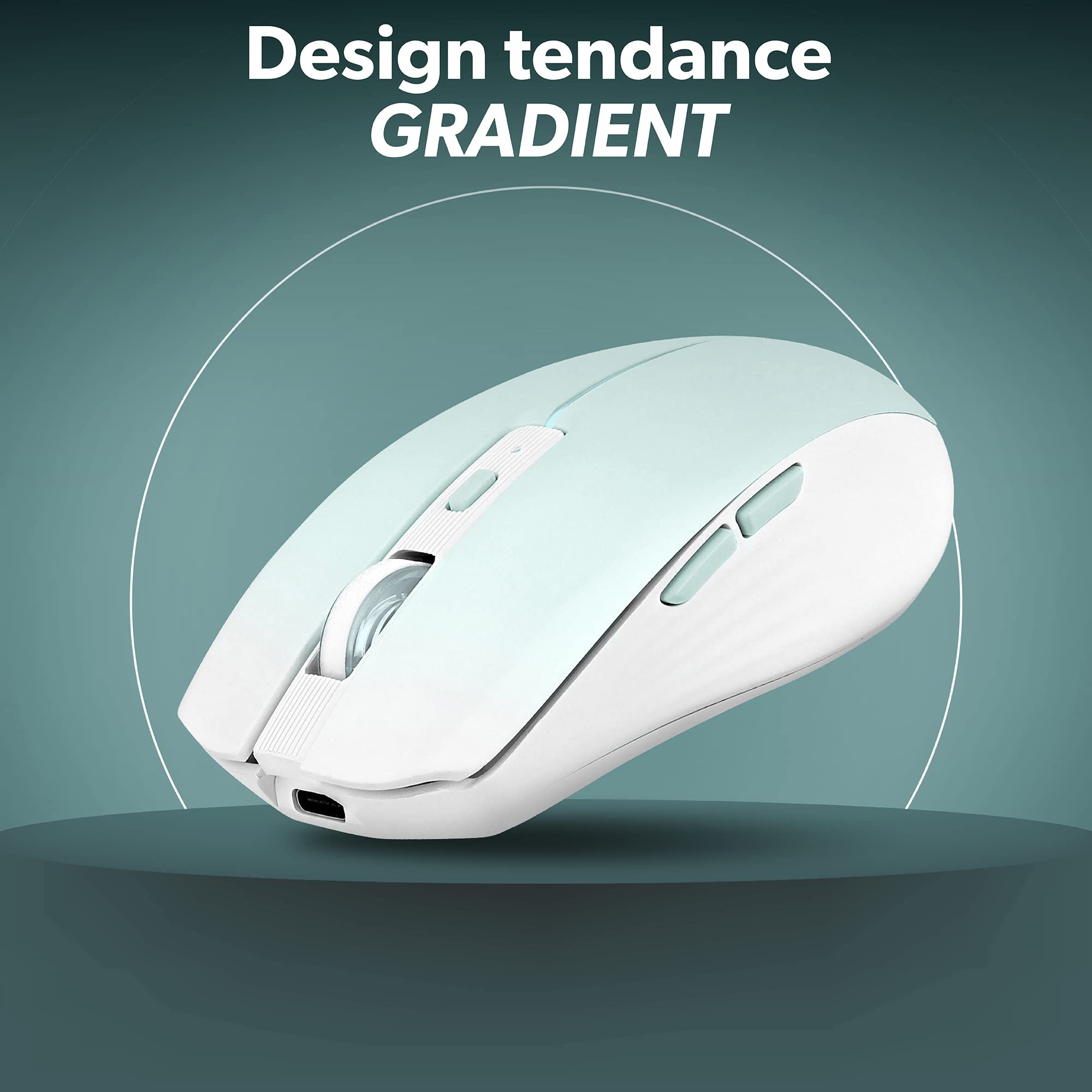 T'NB Modna kolorowa mysz bezprzewodowa, podwójny tryb Bluetooth i USB-A, możliwość ładowania o wysokiej autonomii, dokładność 1600 DPI, 6 przycisków - niebieska