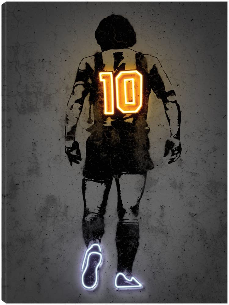 Fine Art Canvas Maradona Canvas Wall Decor by Artist Octavian Mielu for Living Room Bedroom Bathroom Kitchen Office