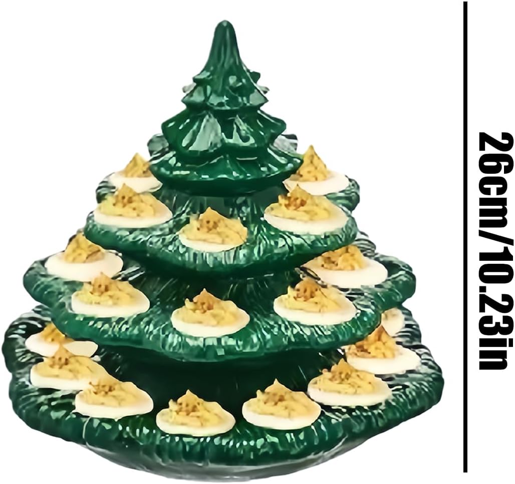 Deviled Egg Christmas Tree, 4 Tier 26 Holes Reusable Resin Decorations, Christmas Deviled Egg Platter, For Holiday Parties, Family Gatherings, Table Decor, Convenient Storage