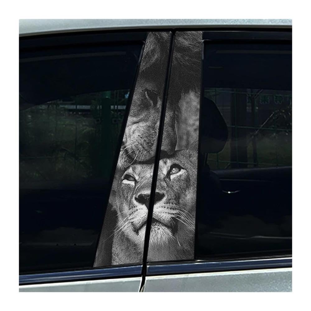 Body Parts 2PCS Car B-Pillar Cover Scratches Waterproof Decals Animal Lion Leopard Tiger Car Stickers DIY(E)