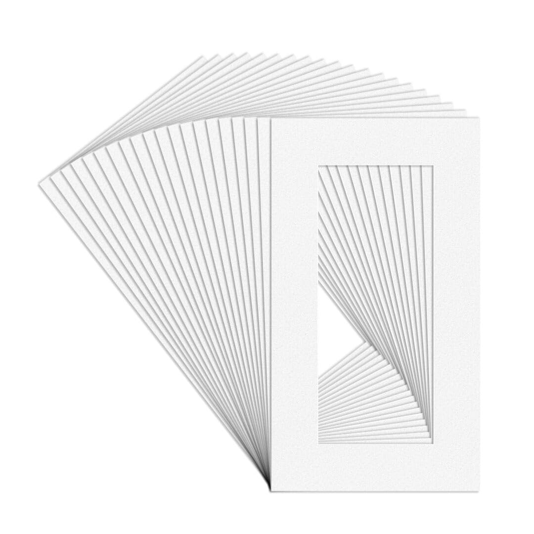 Procut Global 16x9" White Picture Mounts Board to Fit 12x5" Aperture Size - Photo Mount Card Ideal for Prints, Artwork, Crafts & Certificates - Sizes & Colors Available - Pack of 20 — image 1