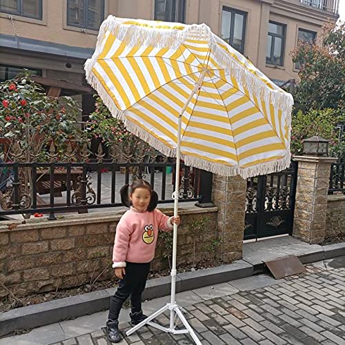 Sombrilla de playa de rayas de 6 pies compacta contra el calor en patios exteriores 4