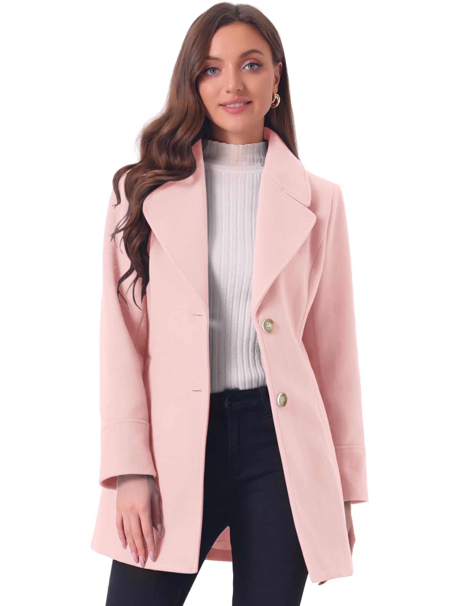 Allegra K Women's Elegant Overcoat Notched Shawl Collar Single Breasted Outerwear Winter Long Coat