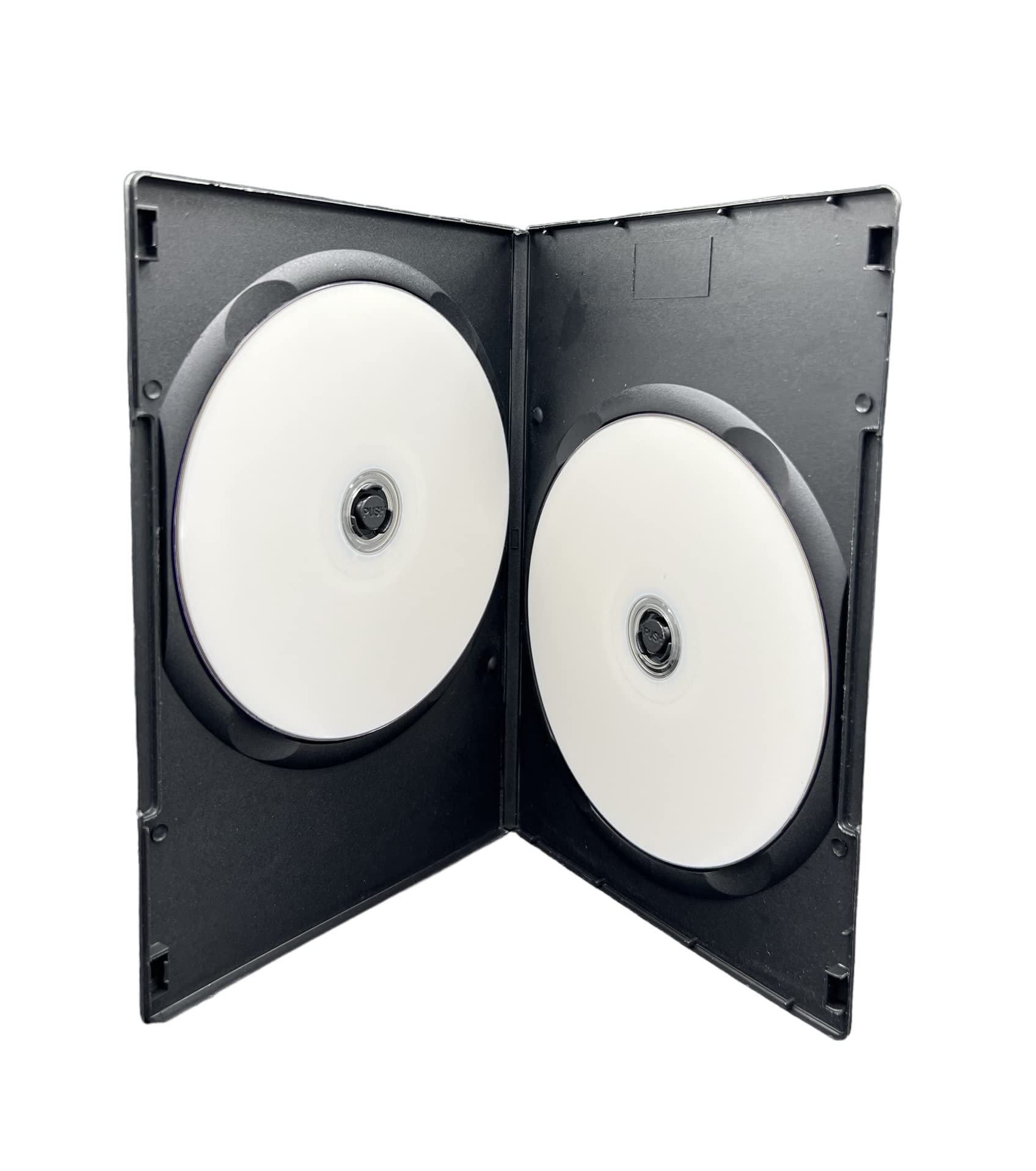 Dragon Trading®, confezione da 50 custodie doppie per 2 DVD, CD, Blu-ray, di colore nero, con dorso da 7 mm
