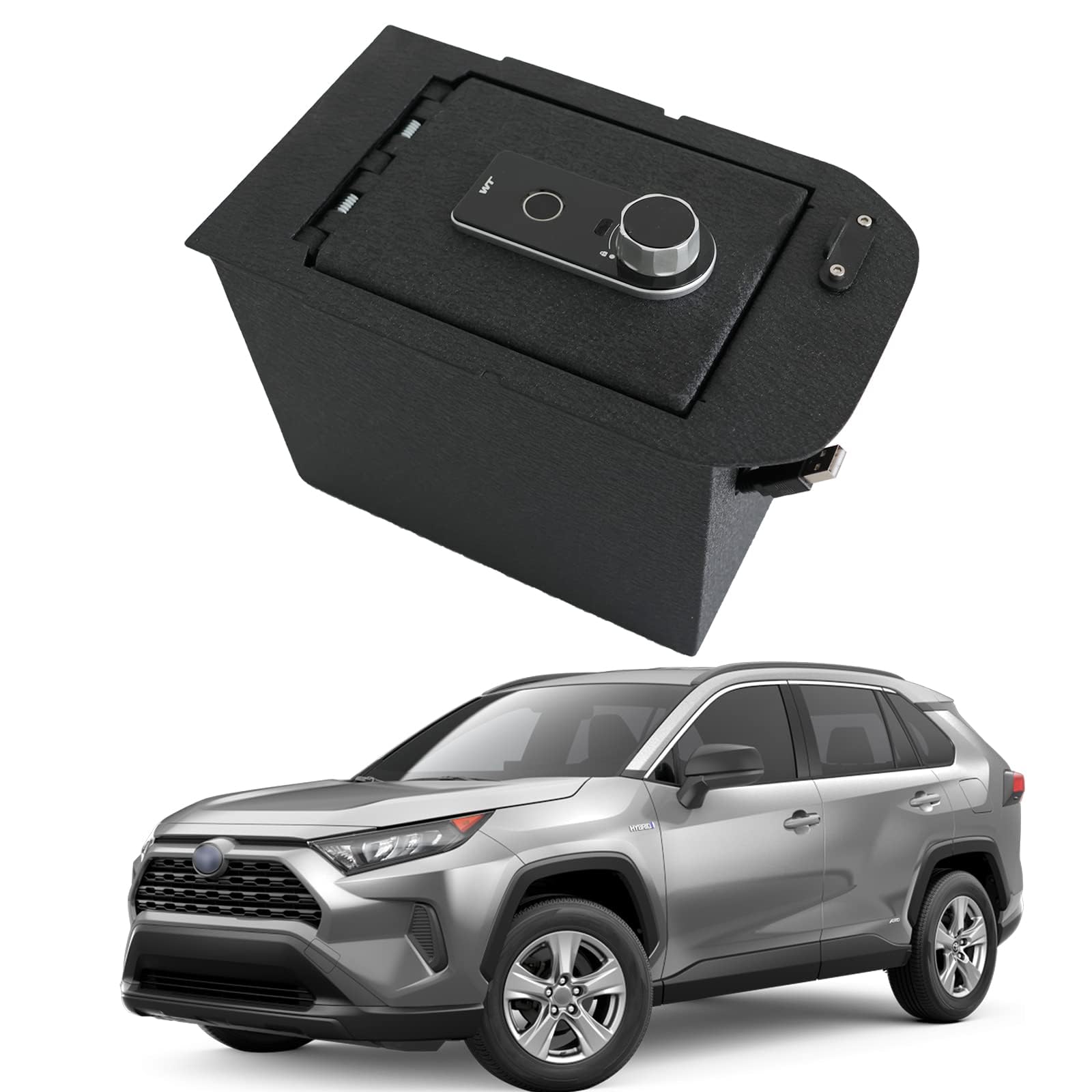 TUOJUE Center Console Safe Gun Safe Box Storage Compatible with Toyota RAV4 2019-2025, with Superior Fingerprint Lock, Center Console Organizer