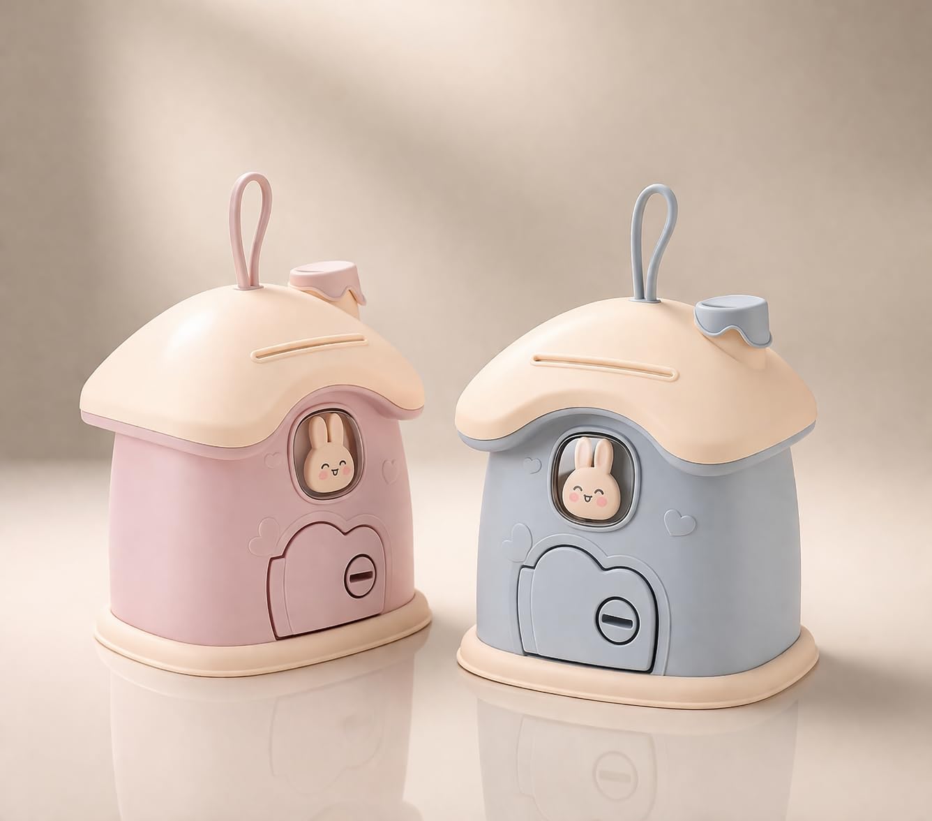 Cute Bunny Piggy Bank for Kids | Kawaii Cartoon Animal Coin Bank | Mini House Cottage Money Saving Box | Durable Plastic Savings Bank Toy Gift for Boys Girls | 1 Pc (Random Color)-image-13