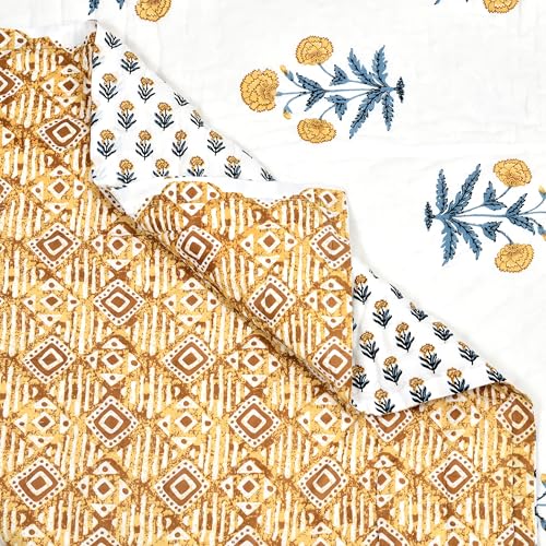 Image of BLOCKS OF INDIA Hand Block Printed Cotton King Size Quilt /Rajai | Design 46