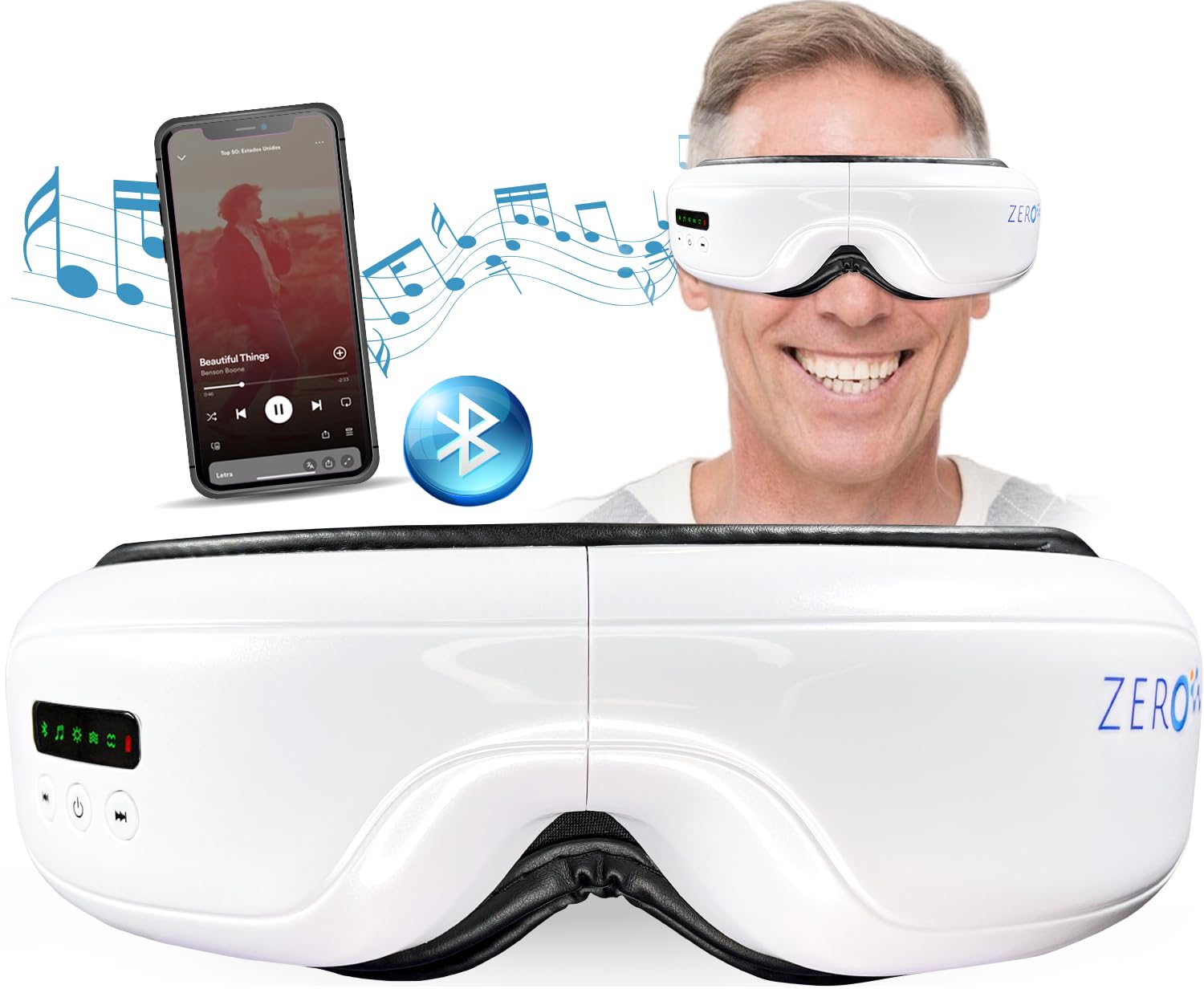 Father Day Gifts, Heated Compression Eye Mask with Bluetooth Music, Face Massager, Rechargeable Sleep Mask with Warm Compress and Facial Vibration, Relaxation and Comfort