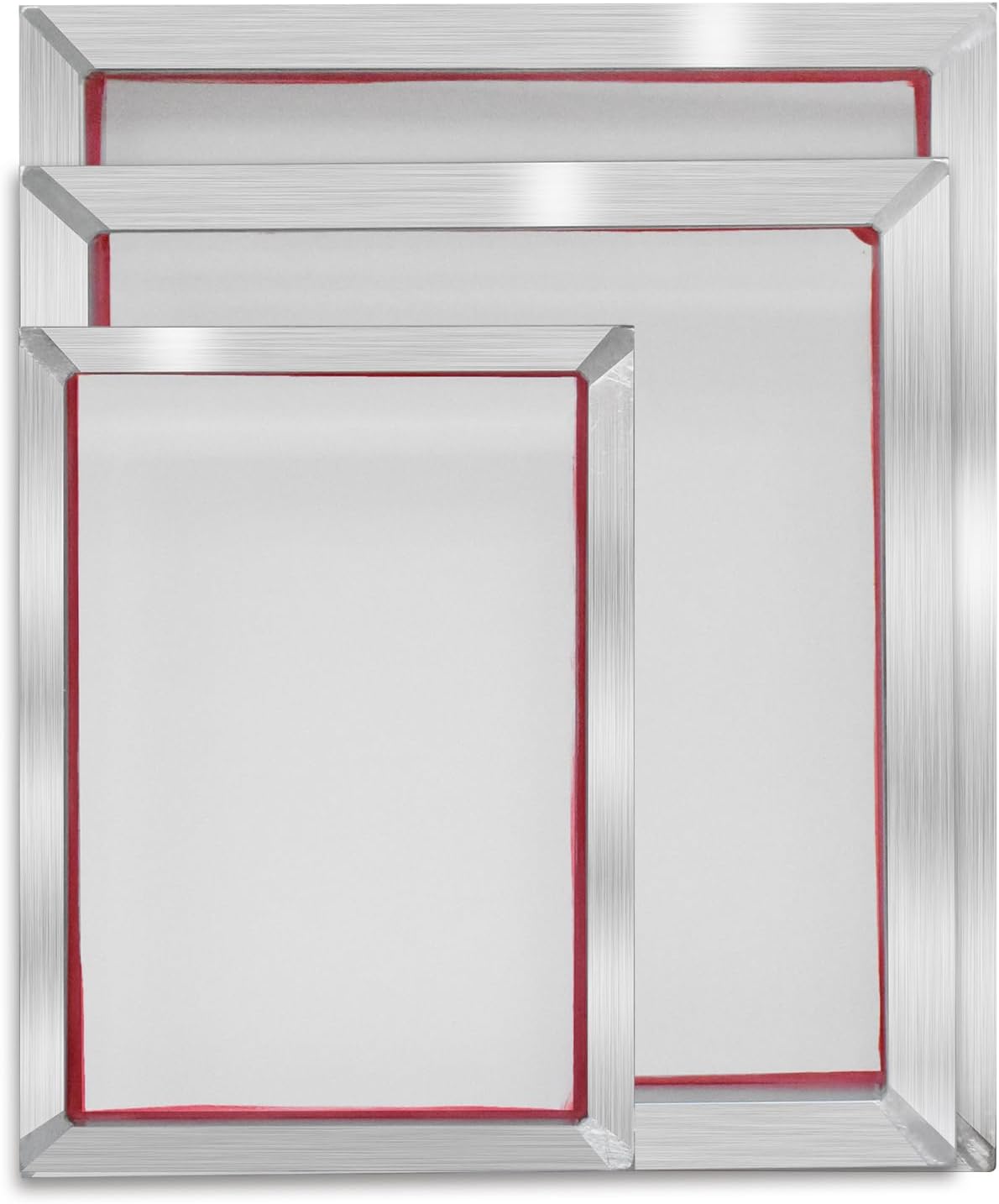 3 pcs Aluminum Silk Screen Printing Frames with 100 White Mesh, Silk Screen Printing Frame for Screen Printing, Silver 10 * 14+18 * 20+20 * 24inch