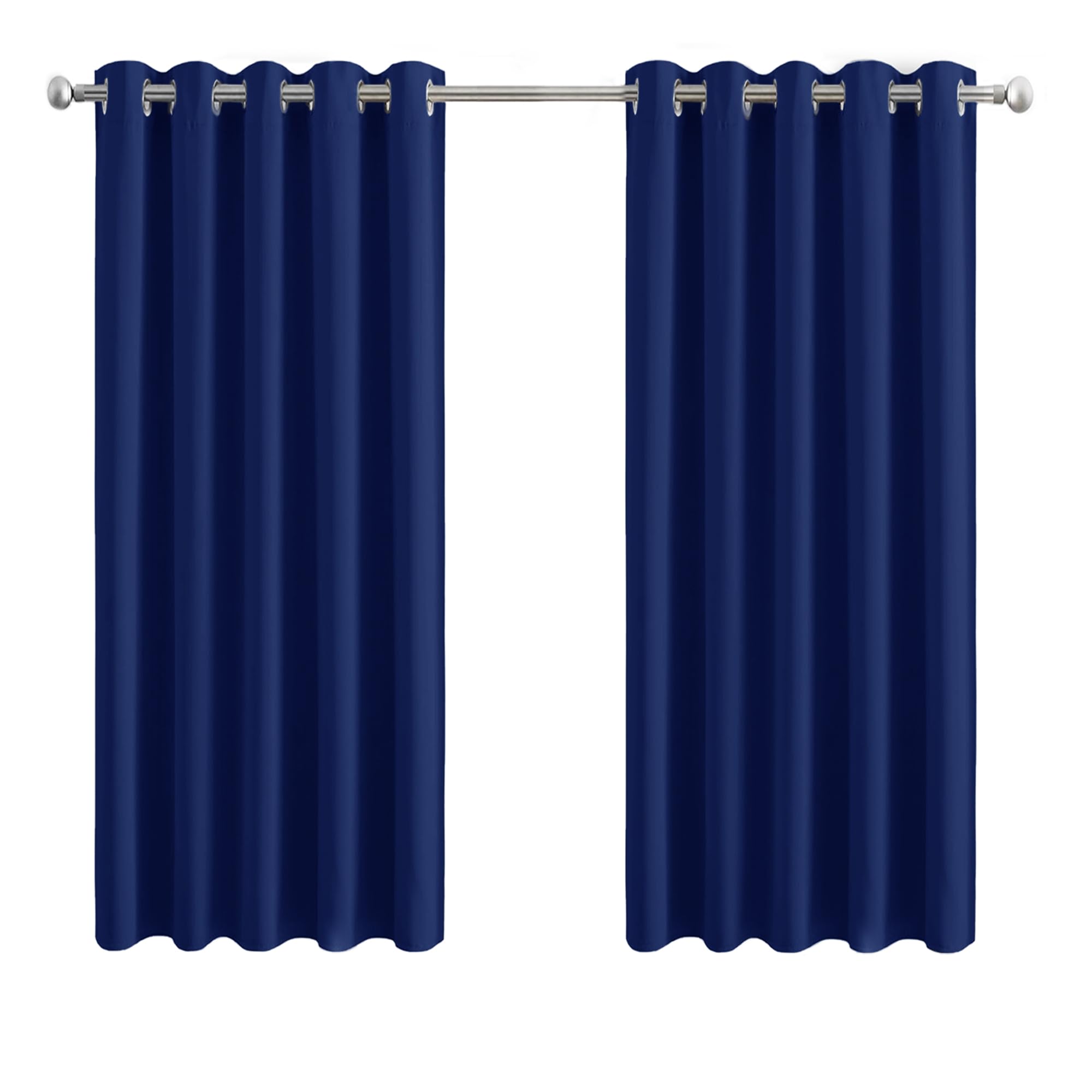 Aspire Homeware Navy Blackout Curtains For Bedroom - Eyelet Door Curtains 66 X 84 Inch Drop Thermal Insulated Super Soft Ring Top Living Room Window Curtain With Matching Tieback, 2 Panels