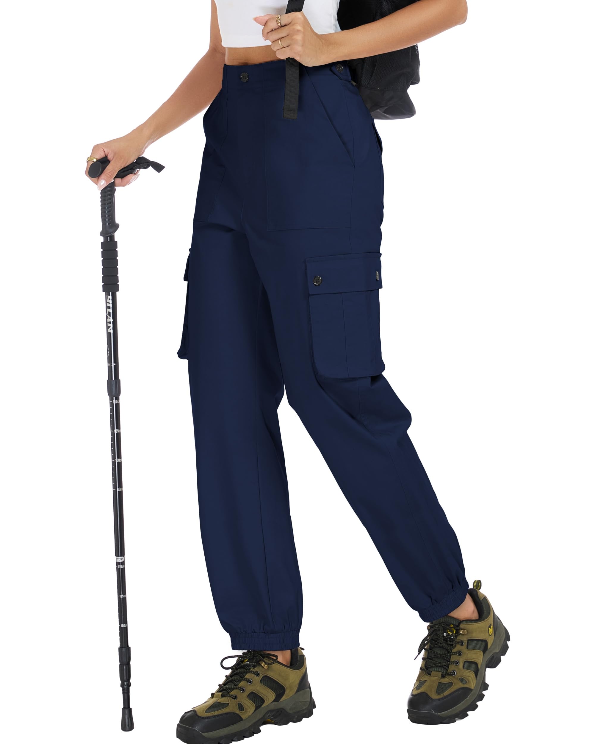 Women's Cotton Ripstop Cargo Jogger Pants with Pockets for Outdoor & Hiking