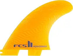 FCS II Performer Neo Glass Eco Tri Fins – Mango Colorway – Conjunto de quilhas para prancha de surfe para desempenho completo (médio)