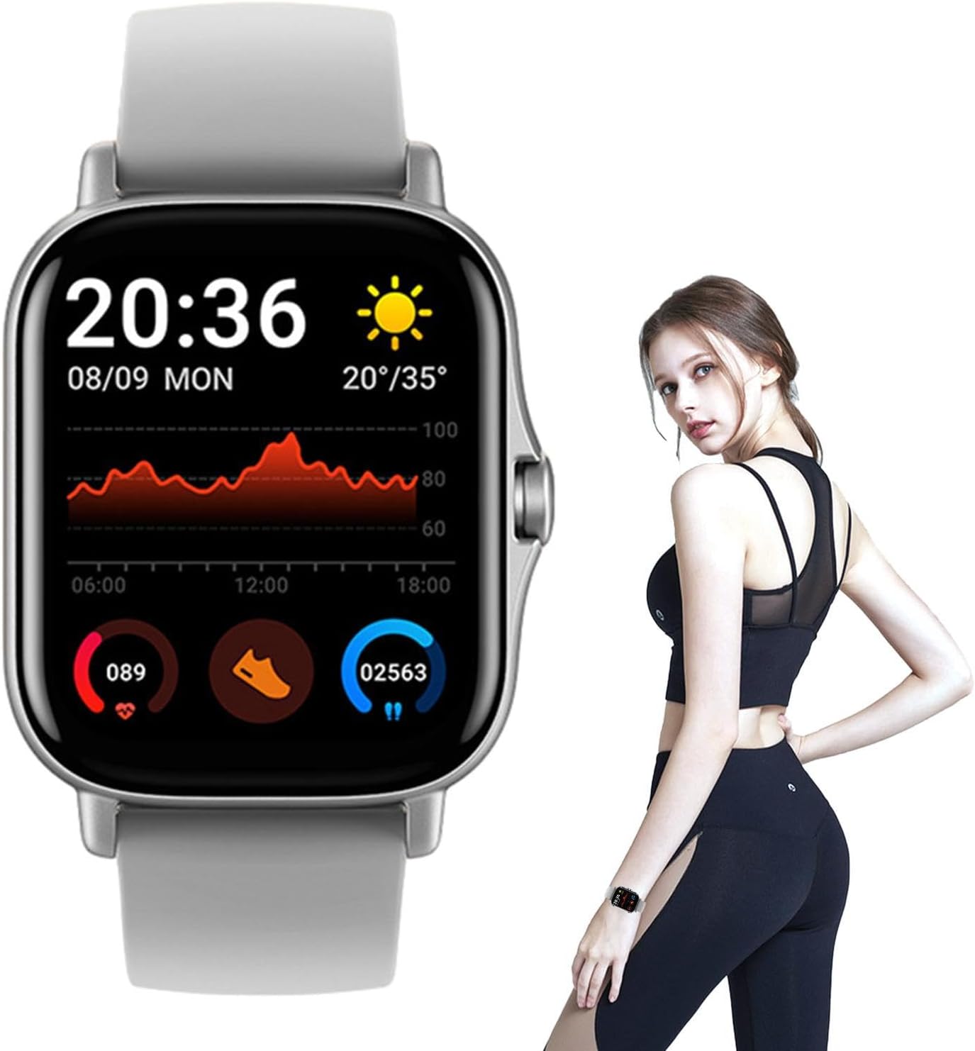 Youngwier Orologio cardiofrequenzimetro - Orologio per il monitoraggio ossigeno nel sangue a pressione sanguigna | Orologio fitness smartwatch compatibile con touch screen da 1,75 pollici per donna Youngwier Orologio cardiofrequenzimetro - Orologio per il monitoraggio ossigeno nel sangue a pressione sanguigna | Orologio fitness smartwatch compatibile con touch screen da 1,75 pollici per donna