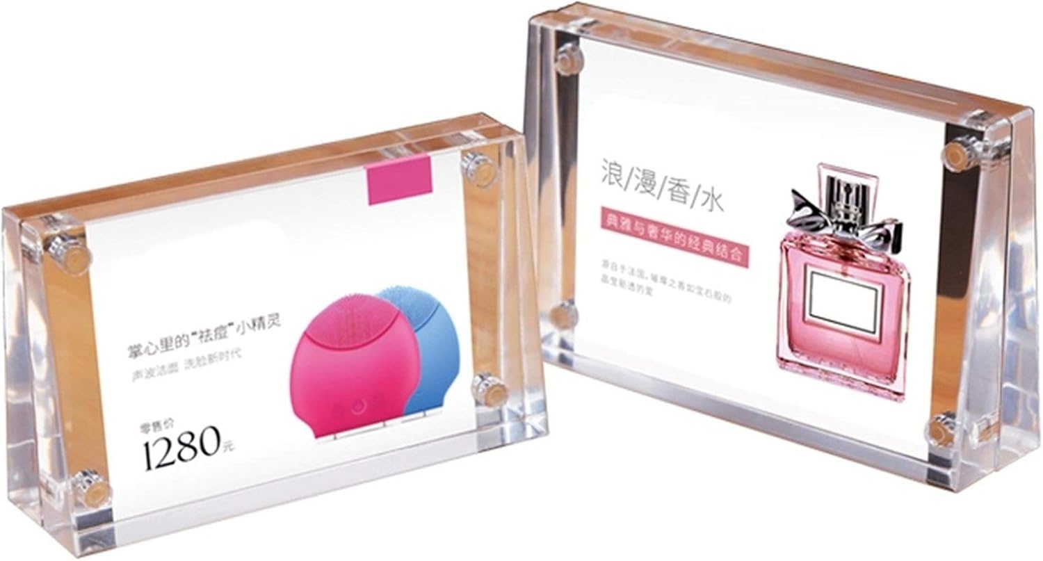 ting Expositor Metacrilato-Soporte Cartel Soporte De Papel Titular De Acrílico-Signo Soporte De Exhibición De Mesa Soporte De Exhibición/De Doble Cara Unión Imán/Bisel/Puede Ser Utilizado En La Ofici