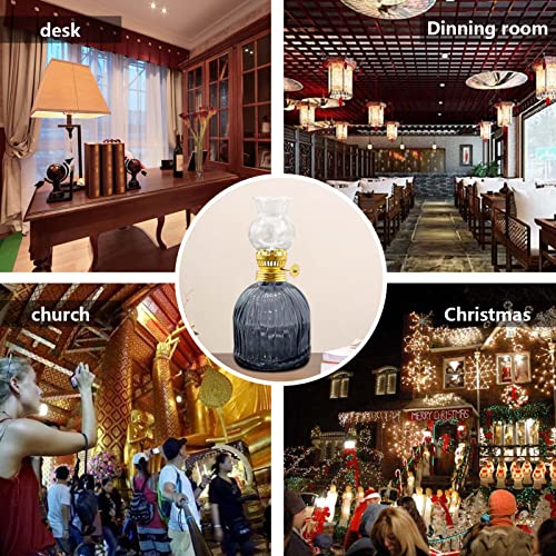 Kerosene Oil Lamp For Indoor Use,1 Glass Kerosene Lamp,2 Wicks And 1 Tweezers,Classic Retro Hurricane Lantern Decoration Outdoor Camping(Grey) #TOP5