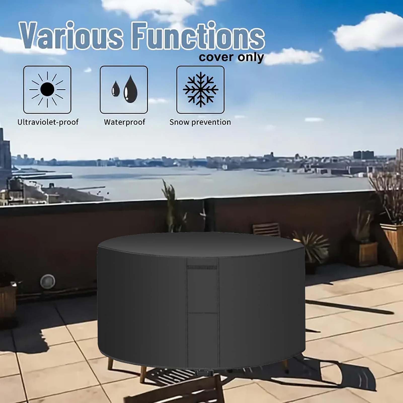 DuRound Heavy DuRound, copertura impermeabile per tutte le stagioni, con orlo elastico, per mobili da giardino e bistrot