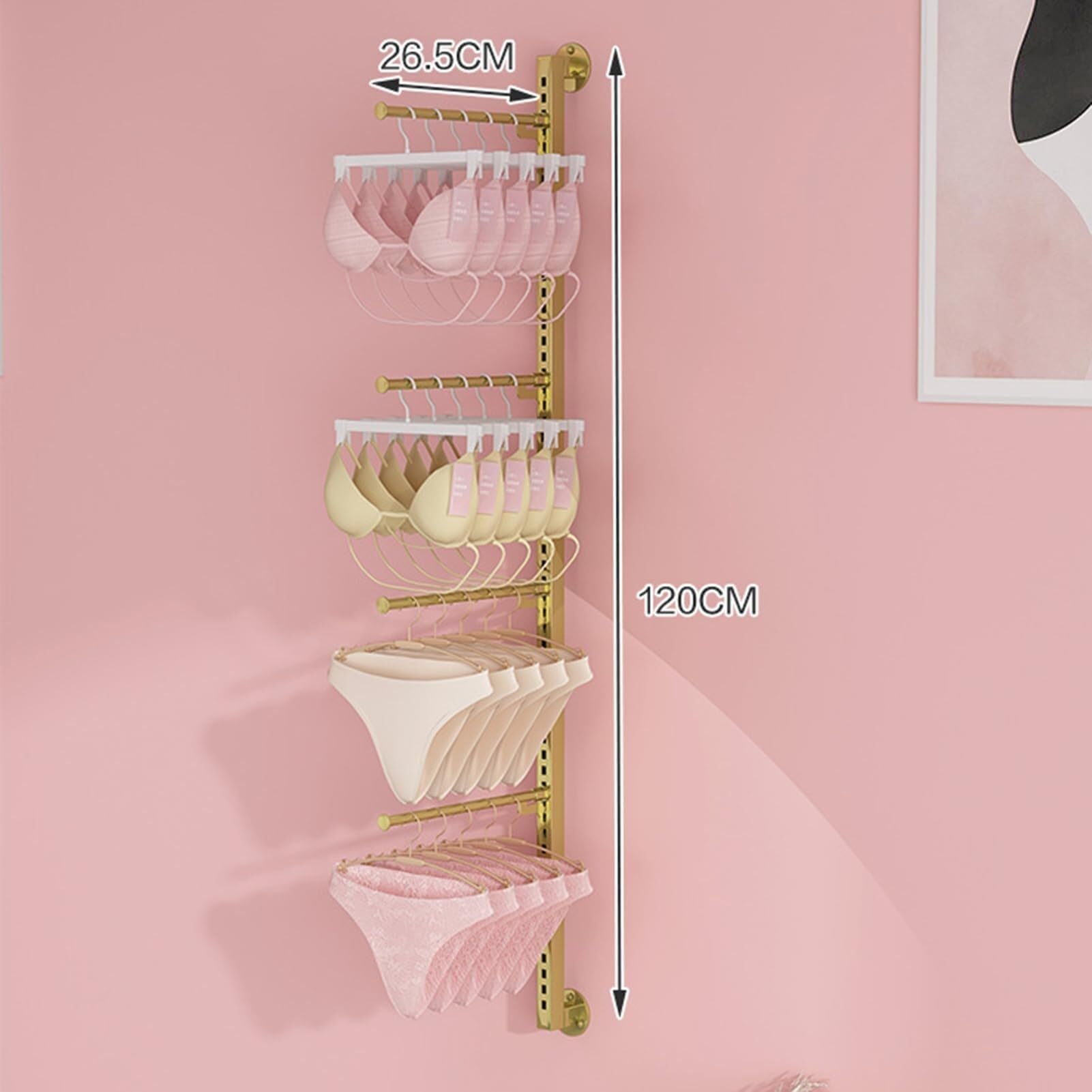Espositore Regolabile in Metallo per Reggiseni e Biancheria Intima, Ideale per Negozi di Abbigliamento e Centri Commerciali.