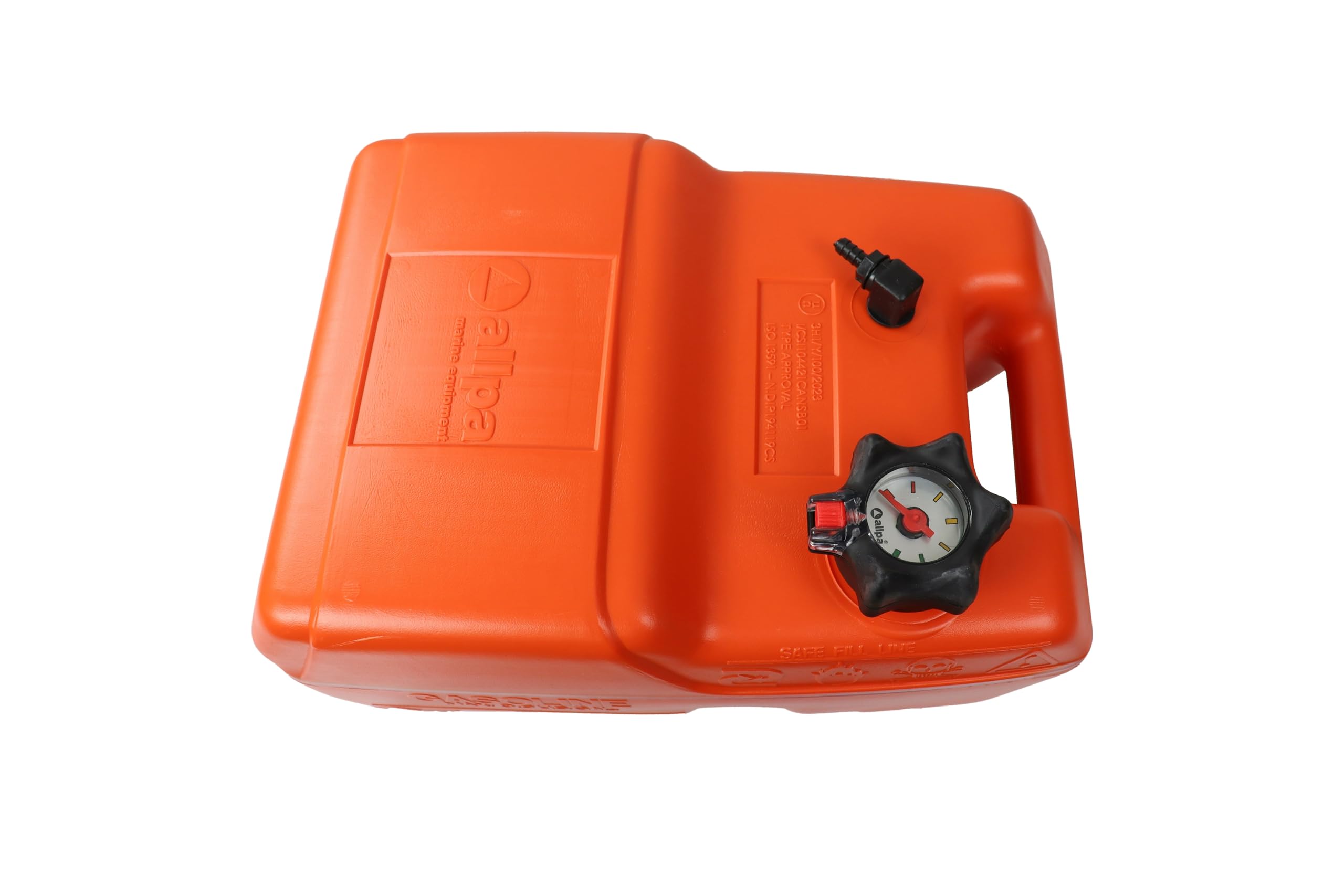 Tragbarer Tank 12/25l Benzintank Schlauch mit Pumpball+Motoranschluß Mercury Yamaha Suzuki Tohatsu Johnson Evinrude Bootstank inlusive Benzinschlauch 2m mit Pumpball (25l, Suzuki Rundstecker 13mm)
