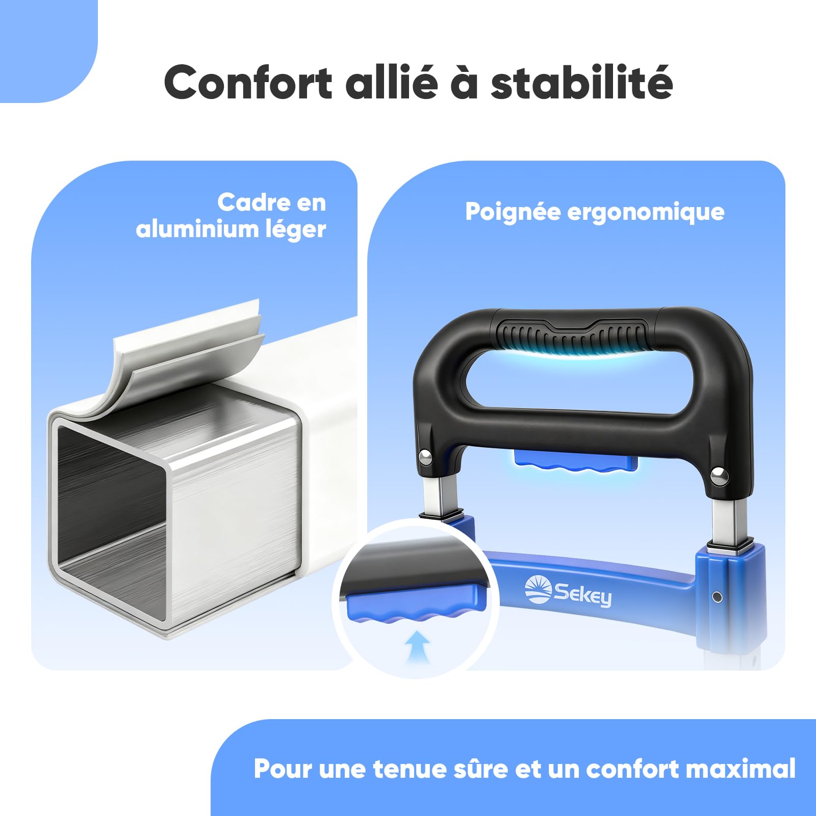 Sekey Diable Pliable et léger - Poids Net : Seulement 3,5 kg - Charge maximale : 80 kg - Hauteur réglable sur 3 Niveaux - Pliable en Quelques Secondes - Chariot Pliable en Aluminium avec Roues en TPR