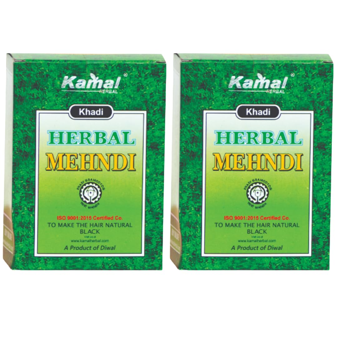 Kamal Herbal Khadi Mehndi Black By Khayati Naturals – 100% Natural Henna Hair Color | Ammonia-Free & Chemical-Free Herbal Hair Dye | Nourishing & Long-Lasting Color (80g x 2) – 160g-image-29