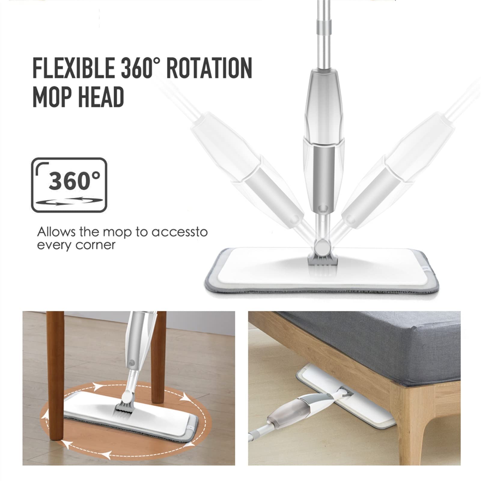 Spray MOP for limpiar piso con almohadillas de microfibra reutilizable 360 ​​° Rotación de mano MOP MOP MOP Limpieza de herramientas for la cocina for el hogar Piso de madera laminado de madera dura