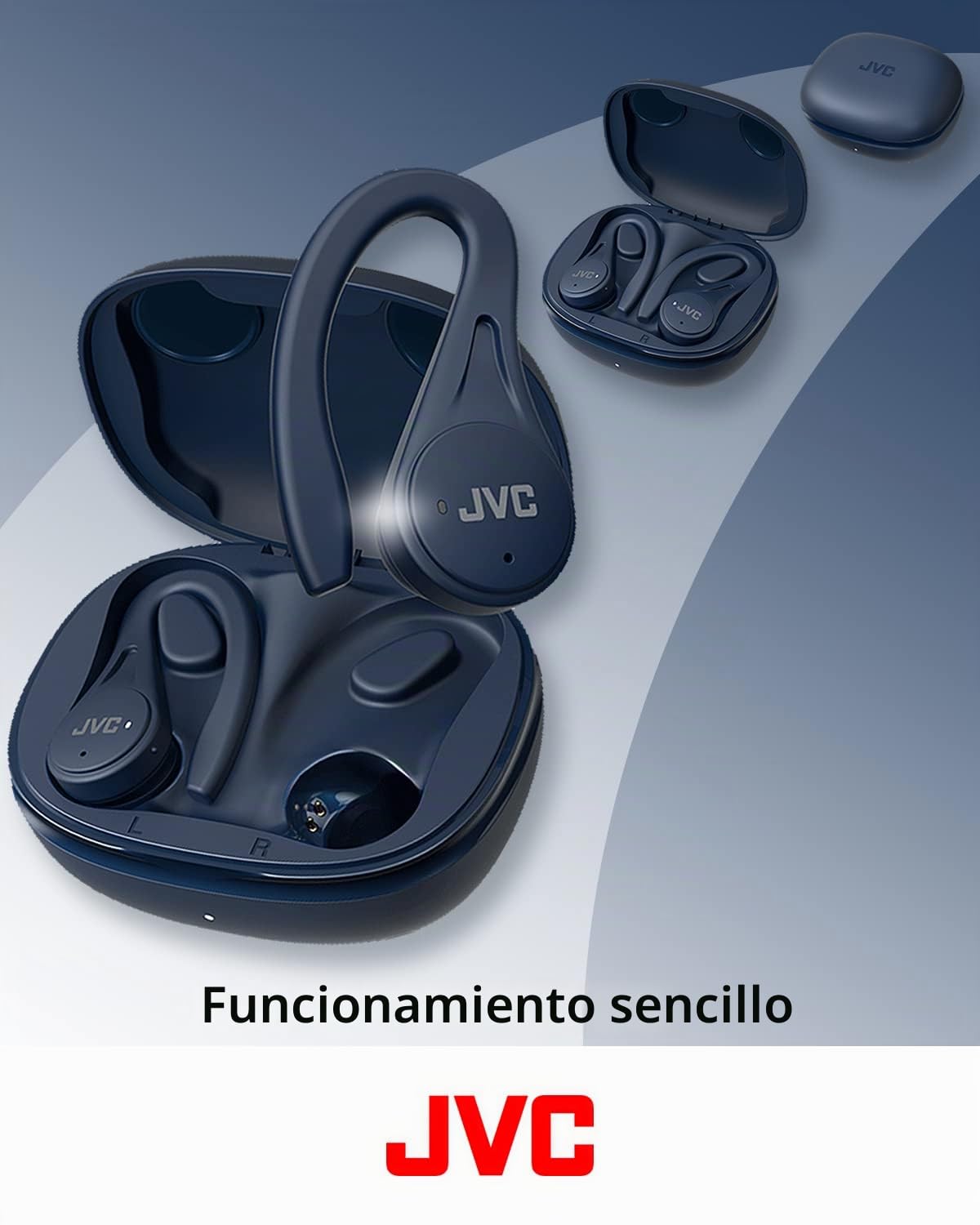 JVC Auriculares inalámbricos Deportivos, Ligeros y compactos, batería de Larga duración (hasta 30 Horas), Sonido con Controlador de imán de neodimio, Resistencia al Agua (IPX5), HA-EC25T-B (Negro)