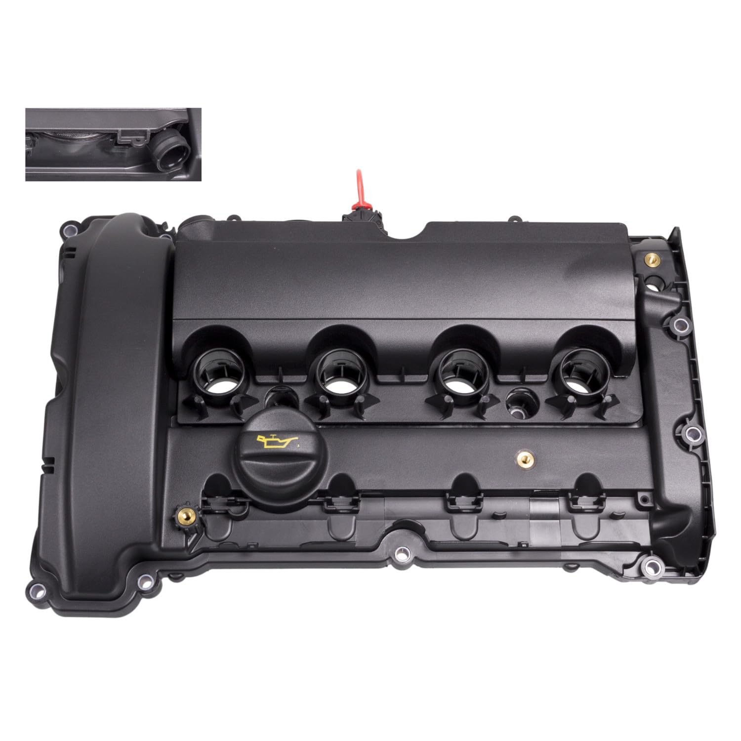 Febi bilstein 102602 Tapa de válvula con válvula de purga y junta, 1 pieza, color negro
