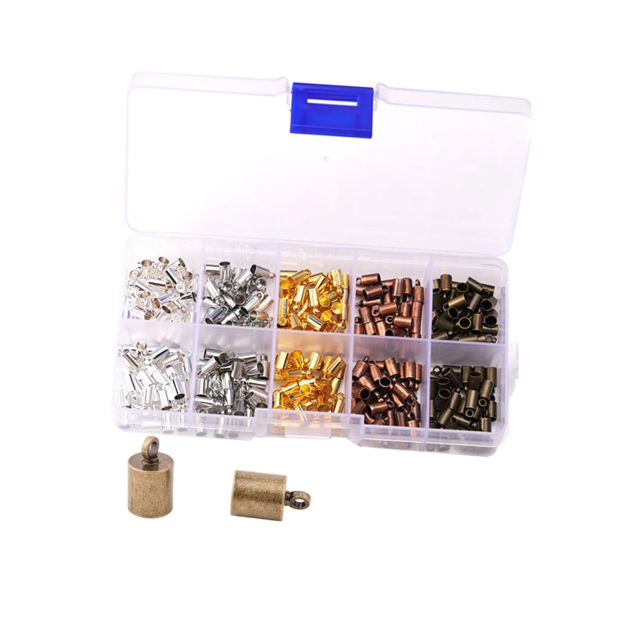 Lurrose 600pezzi Cappucci Ottone Per Corda Pelle Kit Di Accessori Per Creazione Gioielli e Nappa Per Collane e Bracciali Fai Da Te