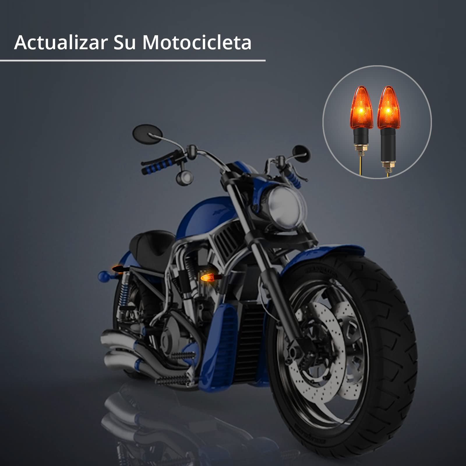 Justech 4PCs 10W Intermitentes para Moto Homologados de E-Marked E50 12V Luces de Señal de Giro Impermeable IP65 de 2 Cortos y 2 Largos Ámbar Bombillas de Indicador para M10 Motocicleta Scooter