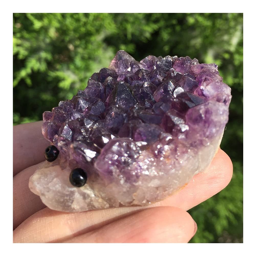 Sehr schöner natürlicher Amethyst, der Igel schnitzt, handgeschnitzter Edelstein, Heimdekoration, Geschenk (Color : 1pcs Random Delivery) ERTEYIN