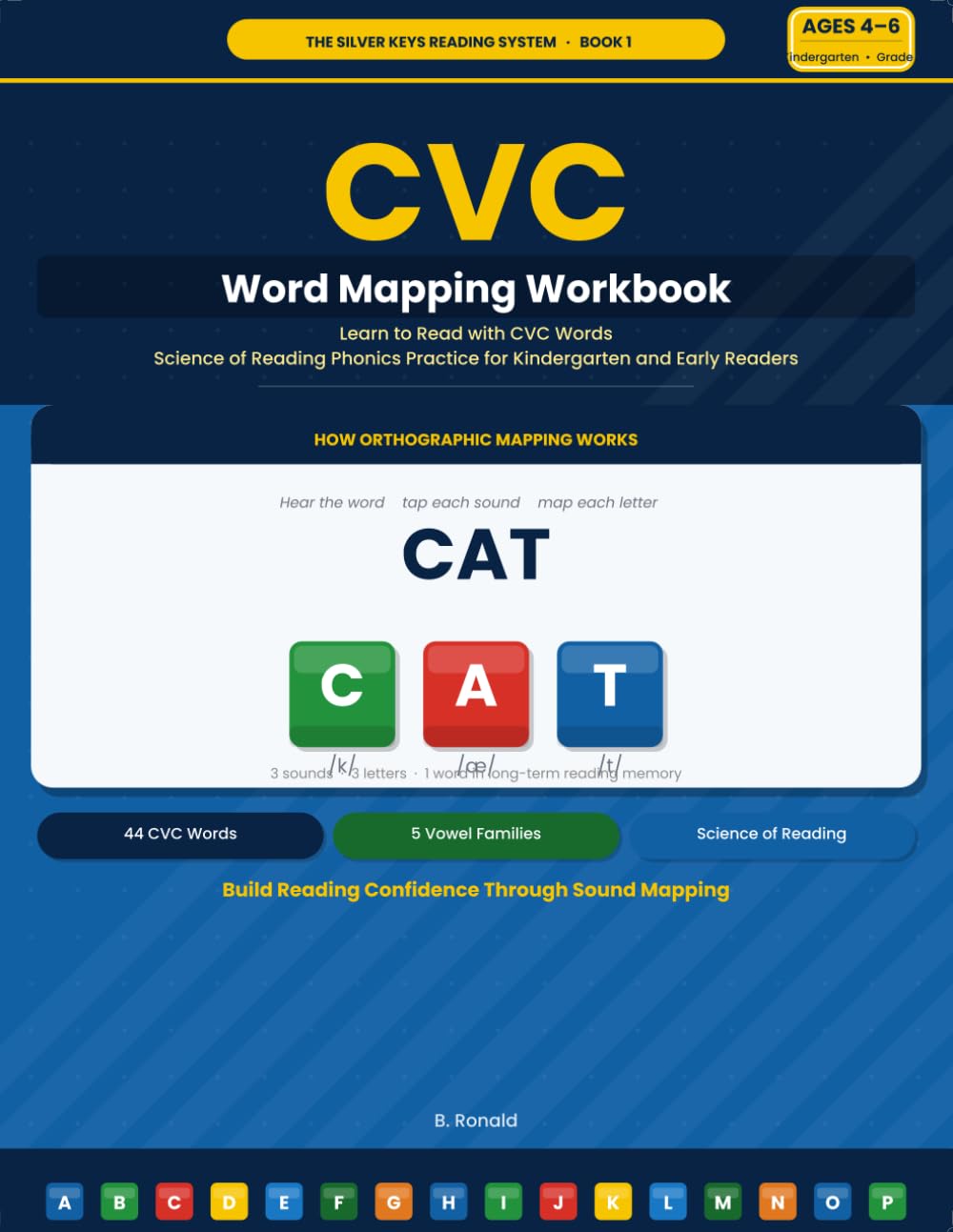 CVC Word Mapping Workbook: Science of Reading Phonics Practice for Beginning Readers | Kindergarten Reading Ages 4–6