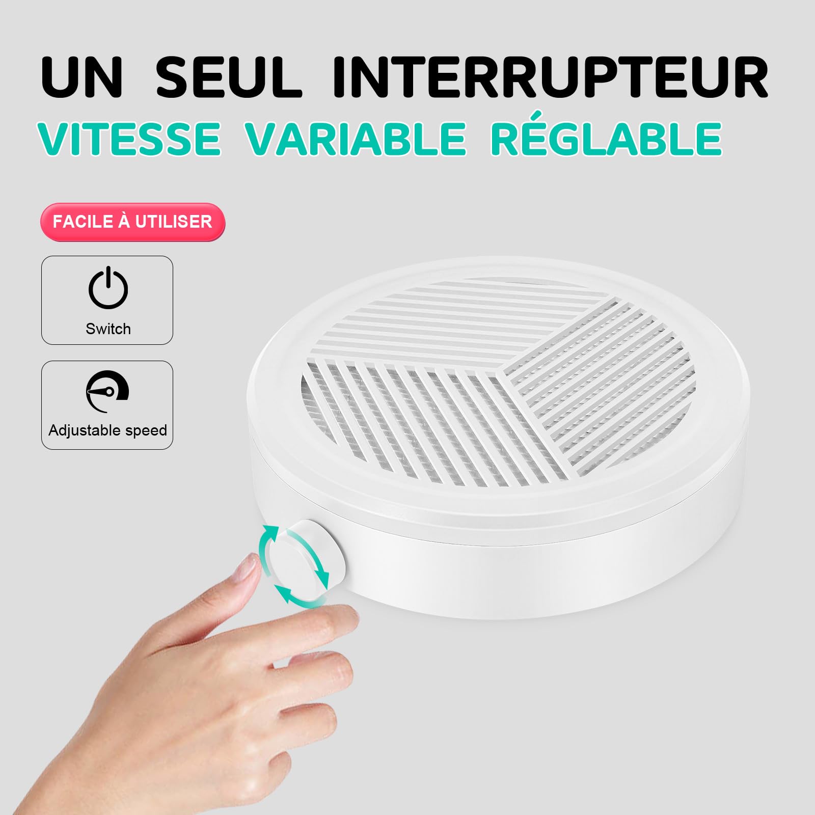 Petit Aspirateur Ongles, Aspiration Réglable, Puissant Aspirateur à Ongles Manucure Table Aspirateur de Poussière D'ongles (blanc)
