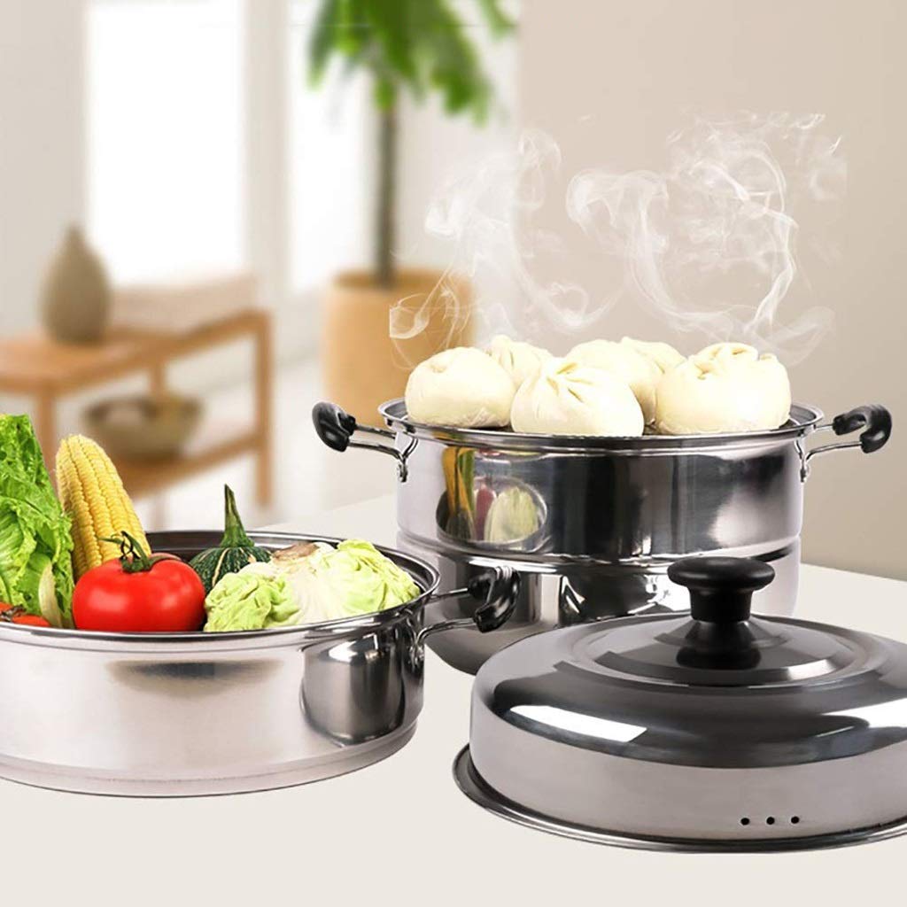 Vaporizador de Acero Inoxidable de 1 Nivel, Olla de cocción al Vapor de inducción de Alimentos, vaporizador de Utensilios de Cocina Dim Sum for Herramienta de Cocina