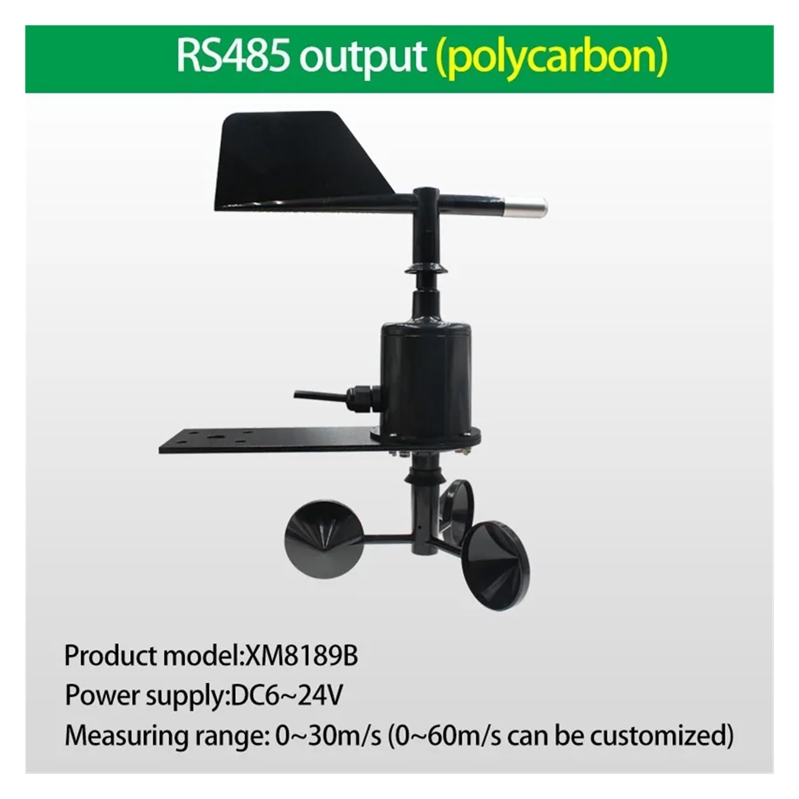 XM8189 Polycarbon Windgeschwindigkeit und Windrichtung Integrierter Sensor Turmdrehkran Hochpräzises Dreibecher-Anemometer(RS485)