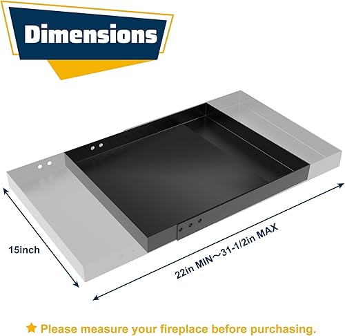 Miniatura 2 de Bandeja rectangular para chimenea, cenicero expandible para recoger cenizas, acero galvanizado con recubrimiento en polvo, soporte ajustable para
