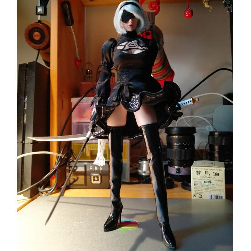 ximitoy 1/6 Scale Bright black Female Hollow Boots Shoe for 12" ph Verycool Body3