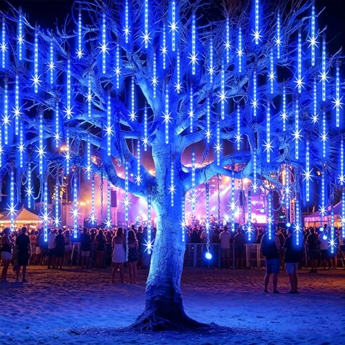 EAGWELL Christmas Lights Outdoor 16 Inch Meteor Shower Rain String Lighting, 20 Tube 960 LEDs Icicle...