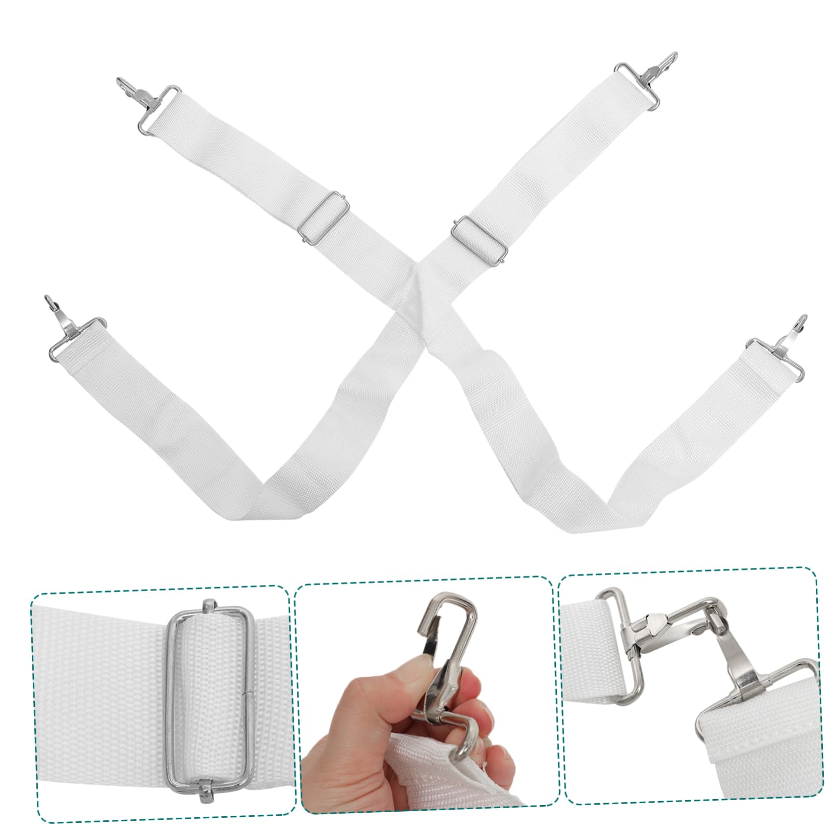 Vaguelly Verstellbarer Weißer Nylon Bassdrum Doppelschultergurt 2 Stück mit Bequemem und Sicherem Halt für Marschtrommel Musiker