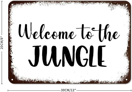 Miniatura 10 de BESTORLOVE Letrero de metal para pared, diseño de bienvenida a la selva, corazón, calentamiento, animales salvajes, decoración de pared, para