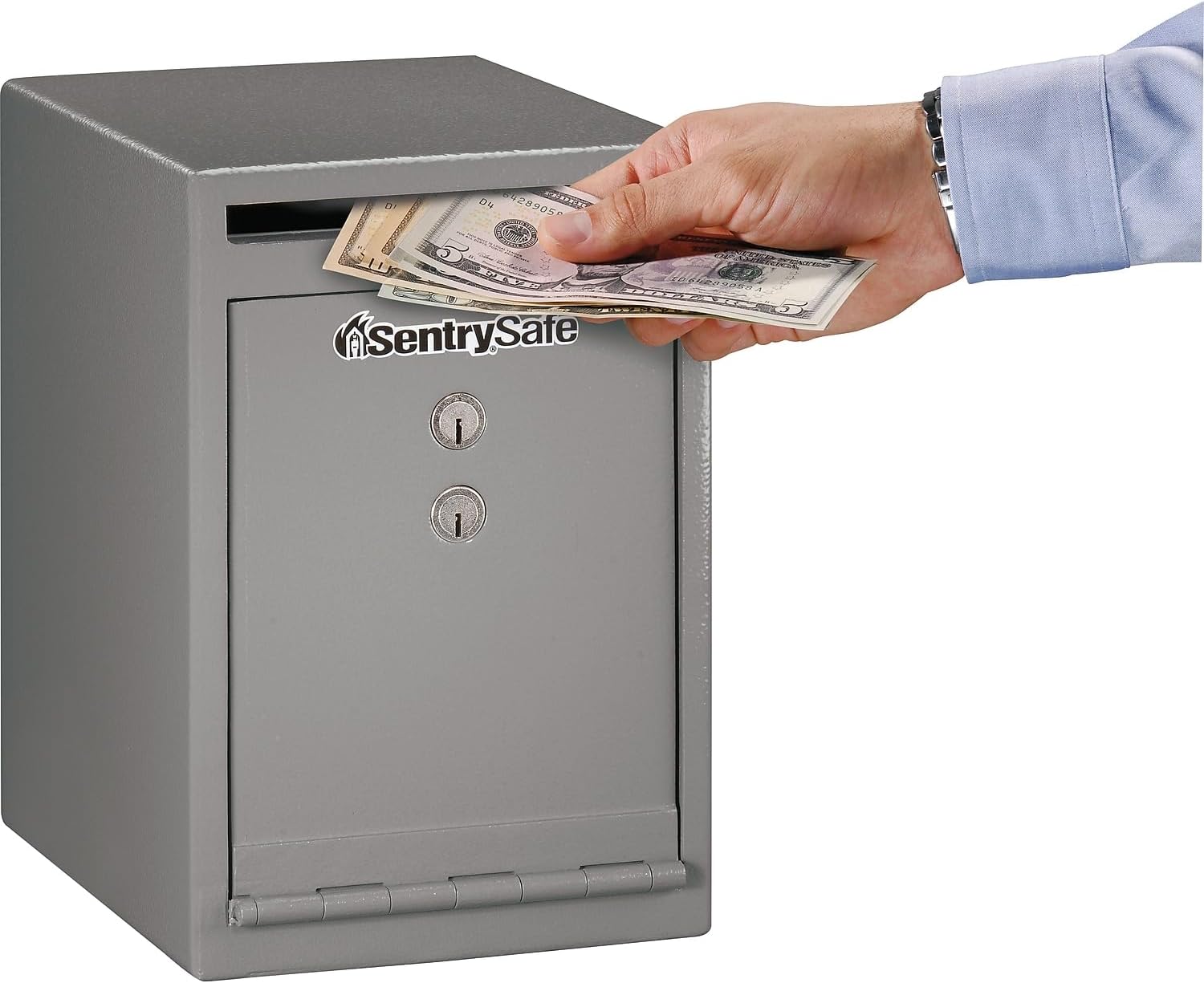 SentrySafeDepository Safe with Dual Key Lock, Steel Drop Slot Safe for Offices and Businesses, Securely Store Cash, Deposits and Valuables, 0.38 Cubic Feet, 12 x 8 x 10.3 Inches, UC-039K