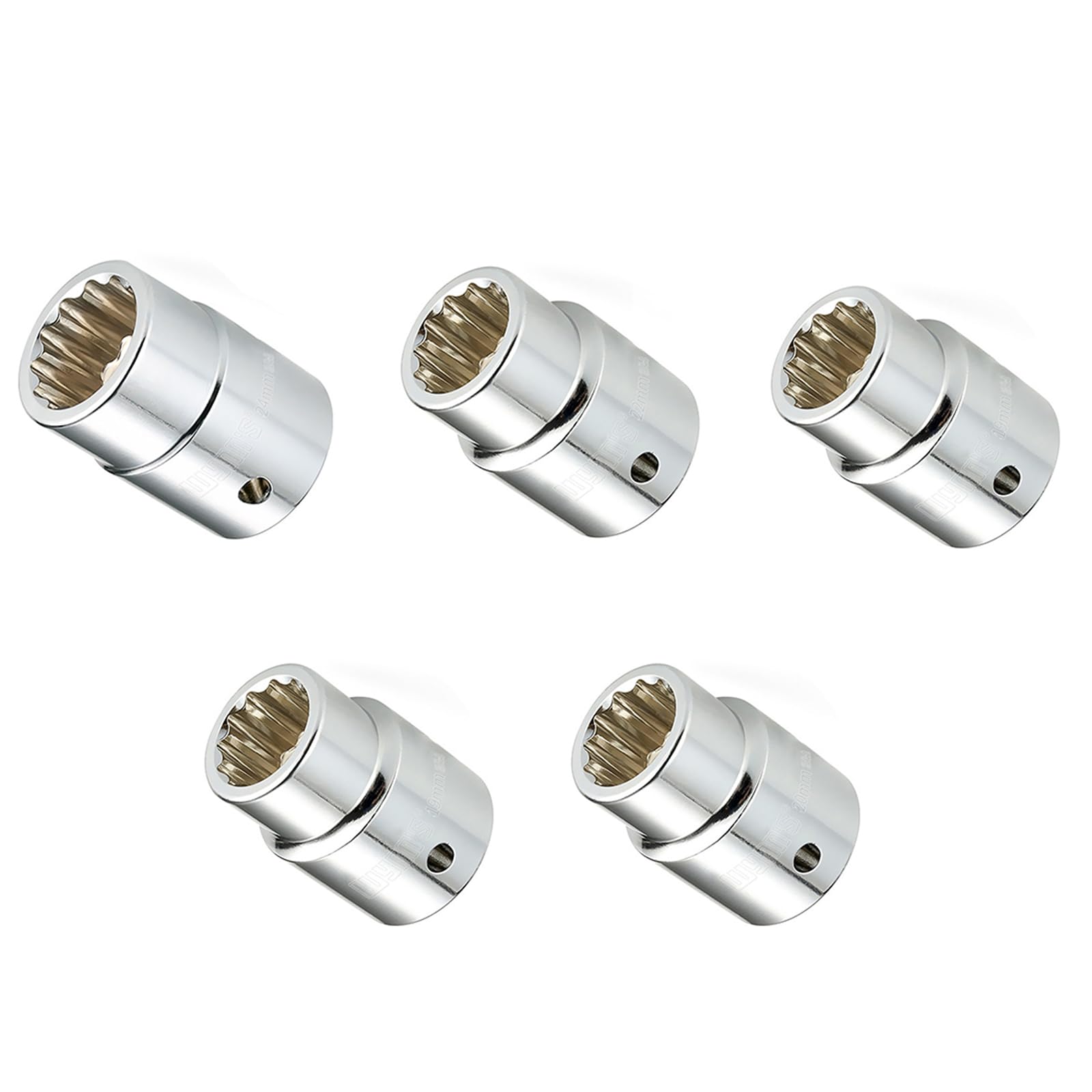 Minglea Twelve Horns 5Pcs 3/4 ' ' Metric Socket Wrench Socket Head 19-24Mm Adapter Spanners Converters Electric Standard Set Sockets