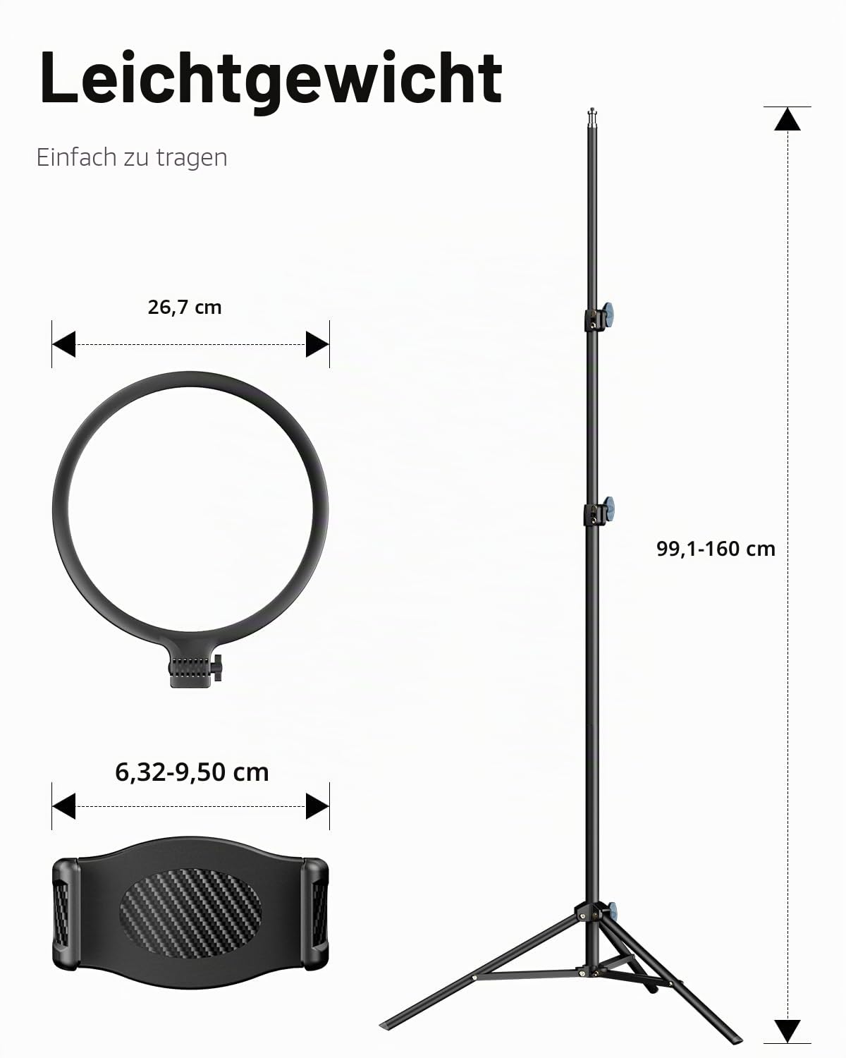 Weilisi 10.5" Ringlicht mit 69" Stativ Handy mit für Tiktok, Vlogging | Vollflächiges Ringlicht-Stativ für Videoaufnahmen und TikTok – Dimmbares LED-Selfie-Ringlicht mit Stativ und Fernbedienung